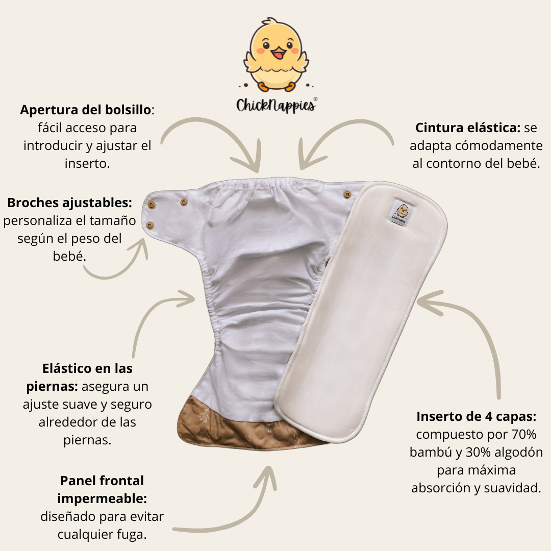 Pañal de Tela ChickNappies - Rosa Pastel